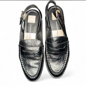Dolce Vita Black Leather Slingback Penny Loafers